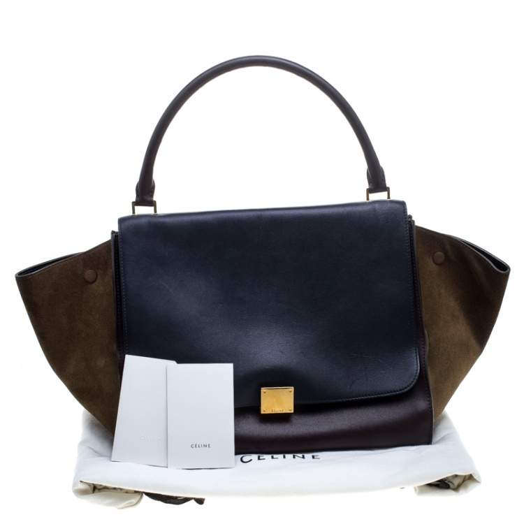 Pre Owned Celine Tri Color Leather and Suede Large Trapeze Bag