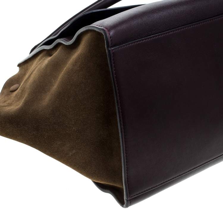 Pre Owned Celine Tri Color Leather and Suede Large Trapeze Bag