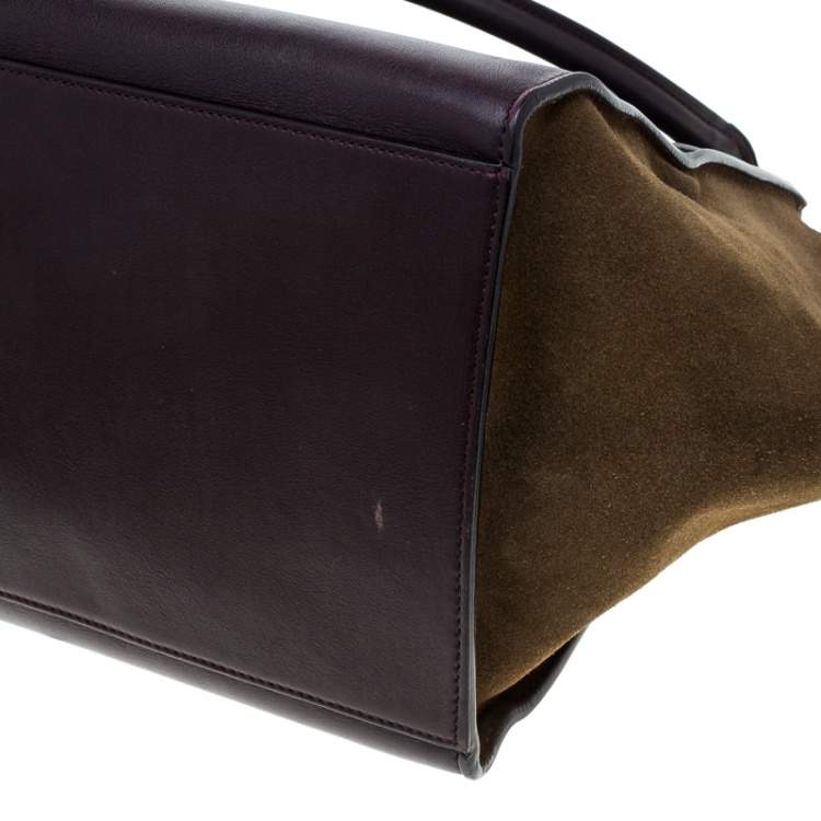 Pre Owned Celine Tri Color Leather and Suede Large Trapeze Bag