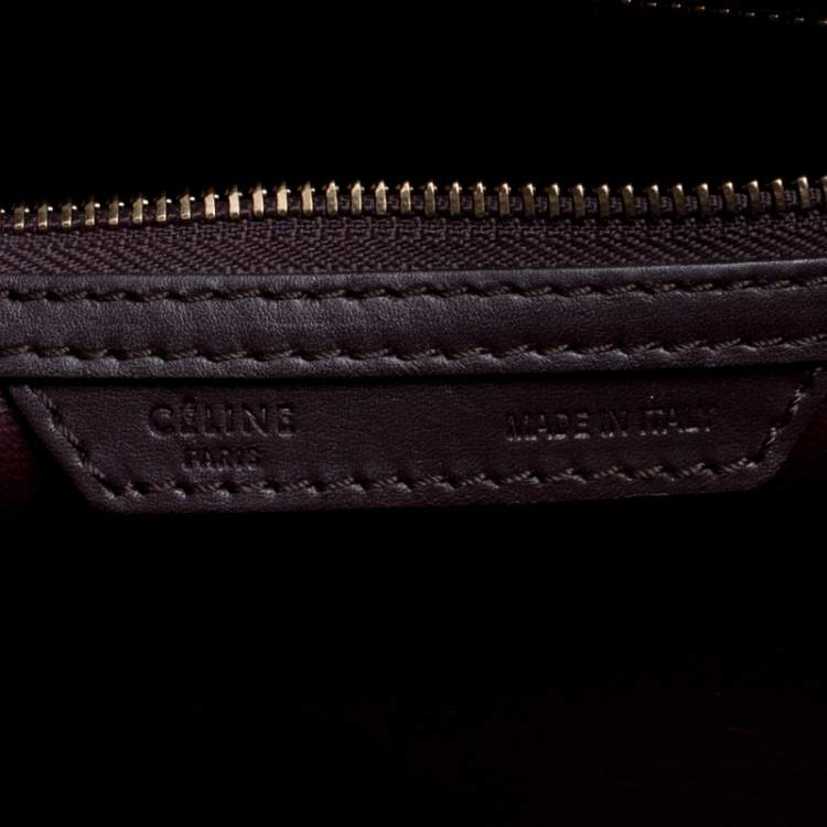 Pre Owned Celine Burgundy/Brown Python and Leather Mini Luggage Tote