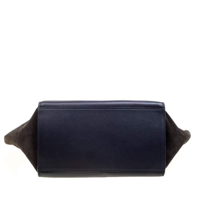 Pre Owned Celine Tricolor Leather and Suede Medium Trapeze Top Handle Bag