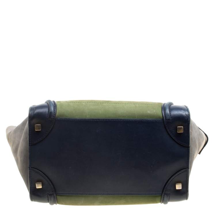Pre Owned Celine Tri Color Leather and Nubuck Leather Mini Luggage Tote