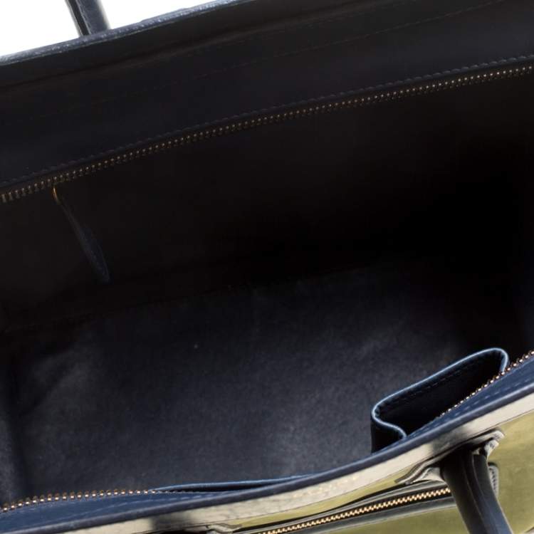 Pre Owned Celine Tri Color Leather and Nubuck Leather Mini Luggage Tote