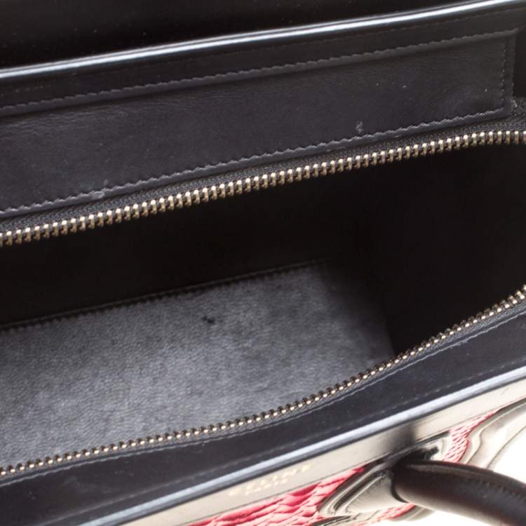 Pre Owned Celine Tri Color Python and Leather Nano Luggage Tote
