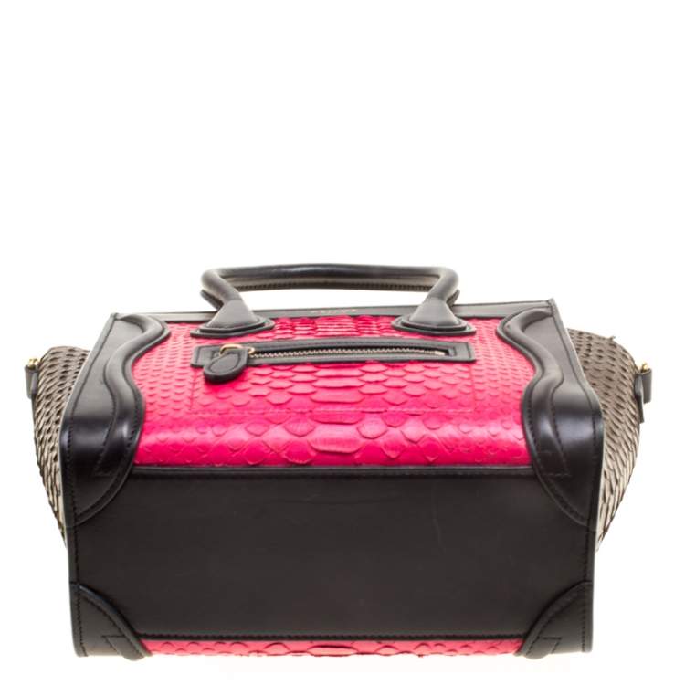 Pre Owned Celine Tri Color Python and Leather Nano Luggage Tote