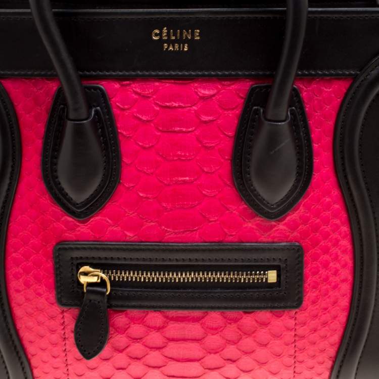 Pre Owned Celine Tri Color Python and Leather Nano Luggage Tote