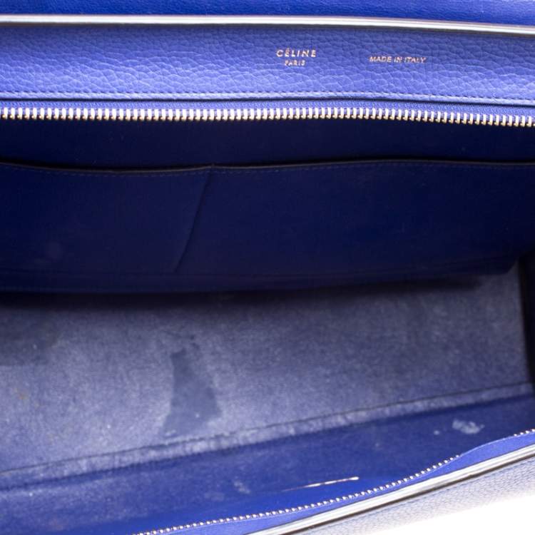Pre Owned Celine Blue Leather and Suede Medium Trapeze Bag