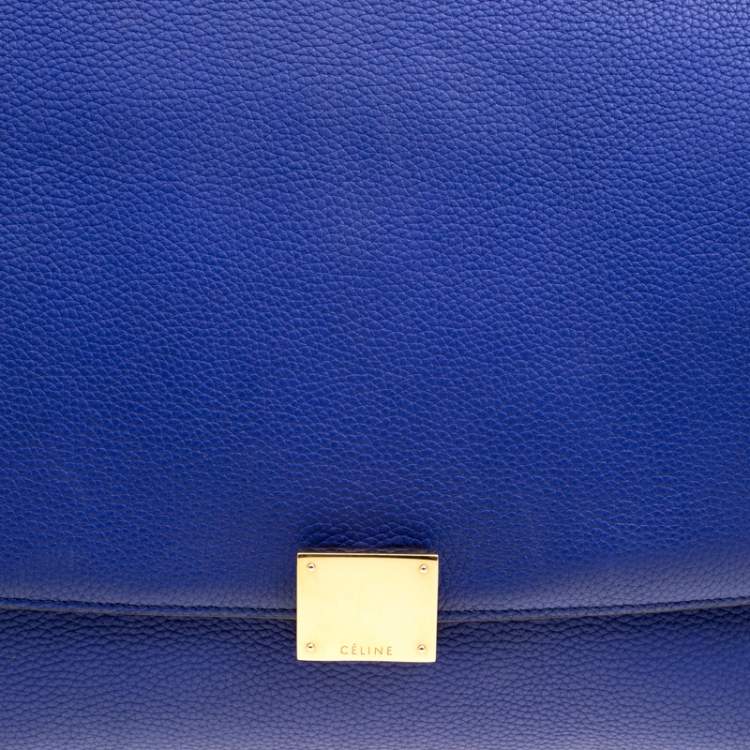 Pre Owned Celine Blue Leather and Suede Medium Trapeze Bag