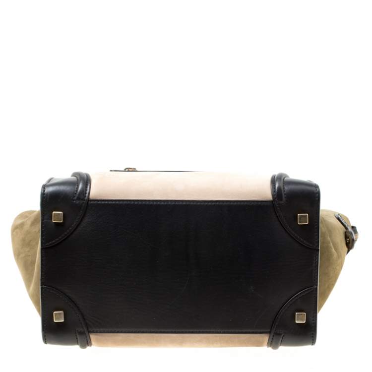 Pre Owned Celine Tri Color Nubuck and Leather Mini Luggage Tote