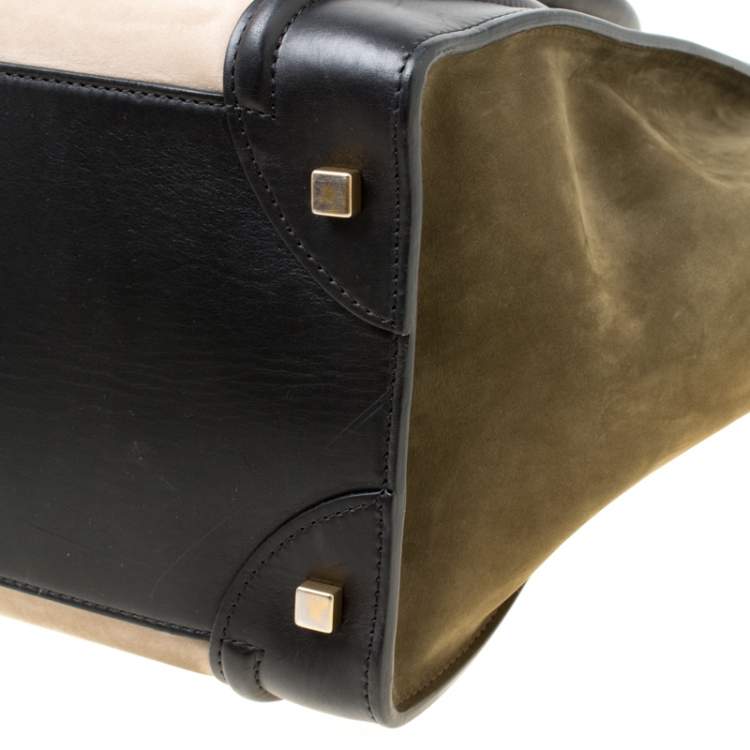 Pre Owned Celine Tri Color Nubuck and Leather Mini Luggage Tote