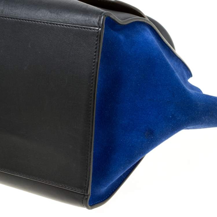 Pre Owned Celine Tri Color Leather and Suede Medium Trapeze Top Handle Bag
