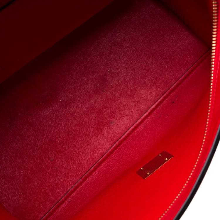 Pre Owned Celine Red Leather and Suede Medium Trapeze Bag
