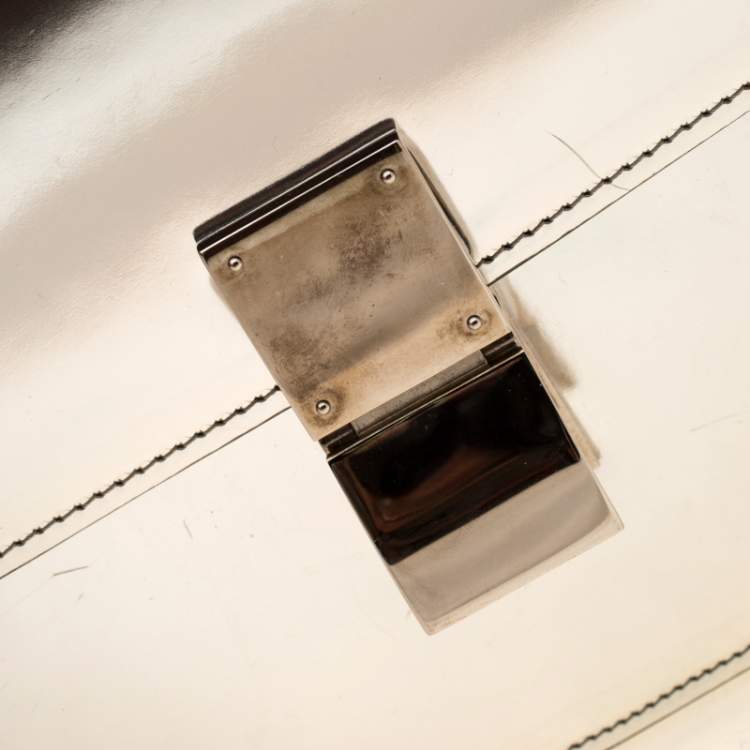 Pre Owned Celine Metallic Silver Leather Medium Classic Box Shoulder Bag