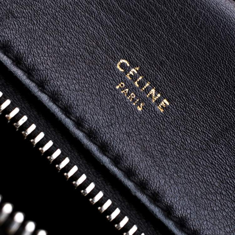 Pre Owned Celine Black/Grey Leather and Calf Hair Medium Edge Top Handle Bag