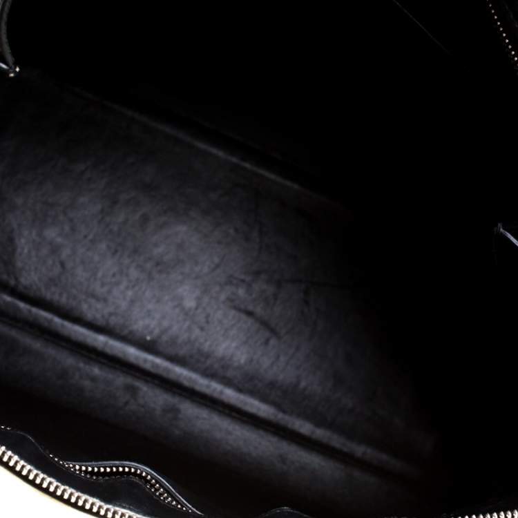 Pre Owned Celine Black/Grey Leather and Calf Hair Medium Edge Top Handle Bag