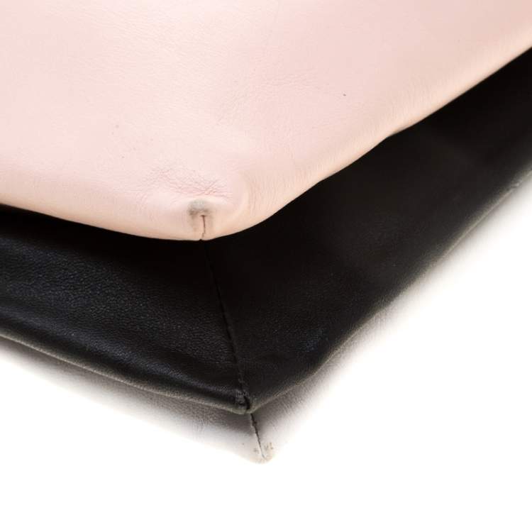 Pre Owned Celine Tri Color Soft Leather Trio Zip Chain Clutch