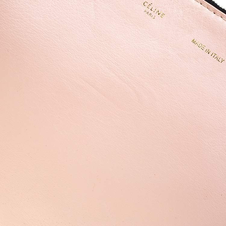 Pre Owned Celine Tri Color Soft Leather Trio Zip Chain Clutch