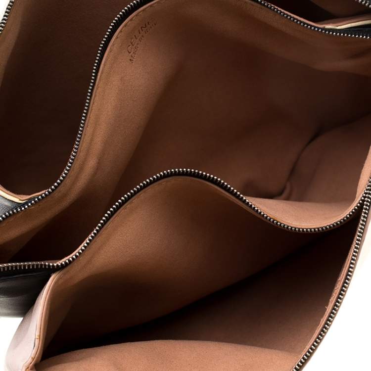 Pre Owned Celine Tri Color Soft Leather Trio Zip Chain Clutch