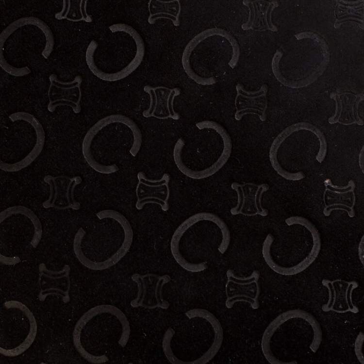 Pre Owned Celine Black C Logo Embossed Suede and Leather Shoulder Bag