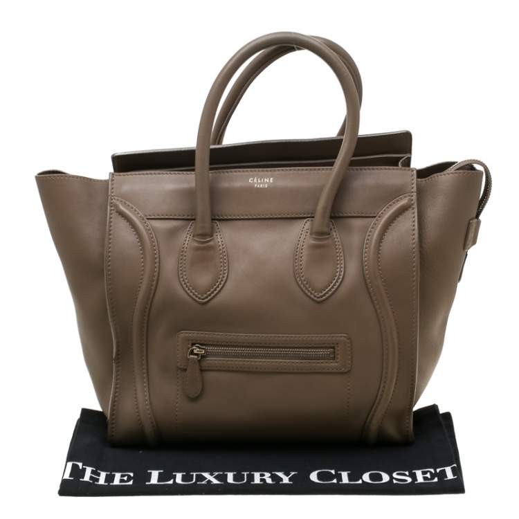 Pre Owned Celine Brown Leather Mini Luggage Tote