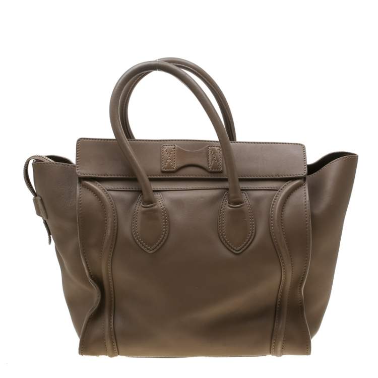 Pre Owned Celine Brown Leather Mini Luggage Tote