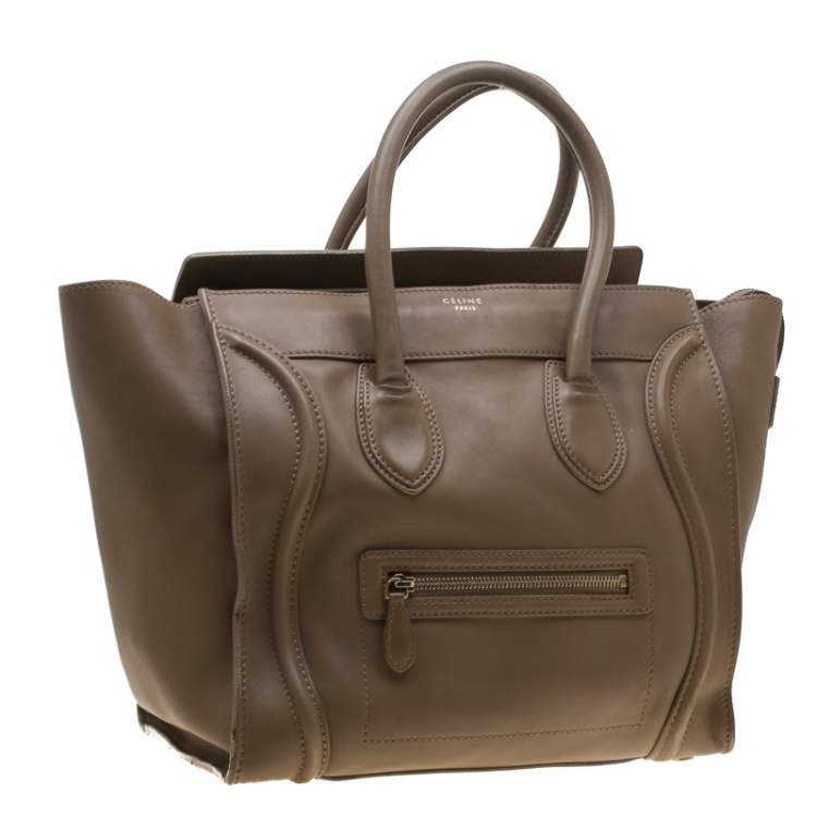 Pre Owned Celine Brown Leather Mini Luggage Tote