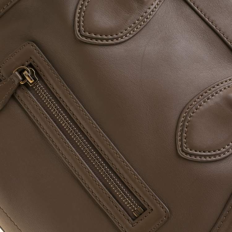 Pre Owned Celine Brown Leather Mini Luggage Tote