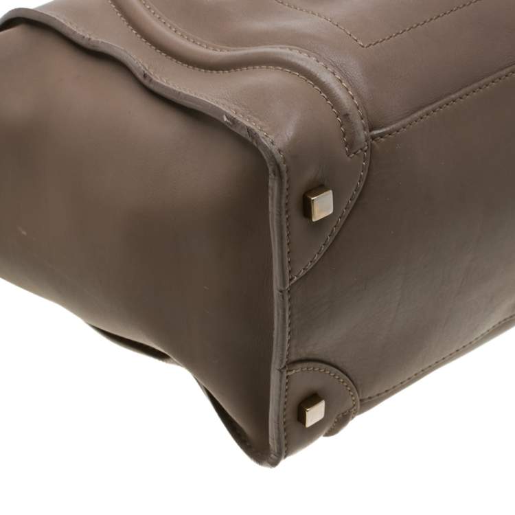 Pre Owned Celine Brown Leather Mini Luggage Tote