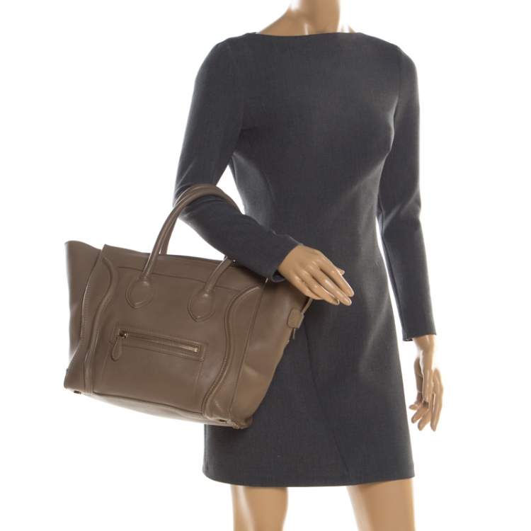 Pre Owned Celine Brown Leather Mini Luggage Tote
