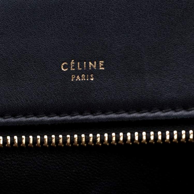 Pre Owned Celine Black/Beige Python and Leather Medium Edge Bag