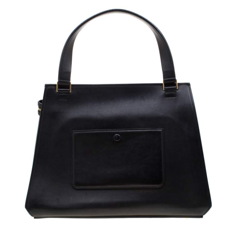 Pre Owned Celine Black/Beige Python and Leather Medium Edge Bag
