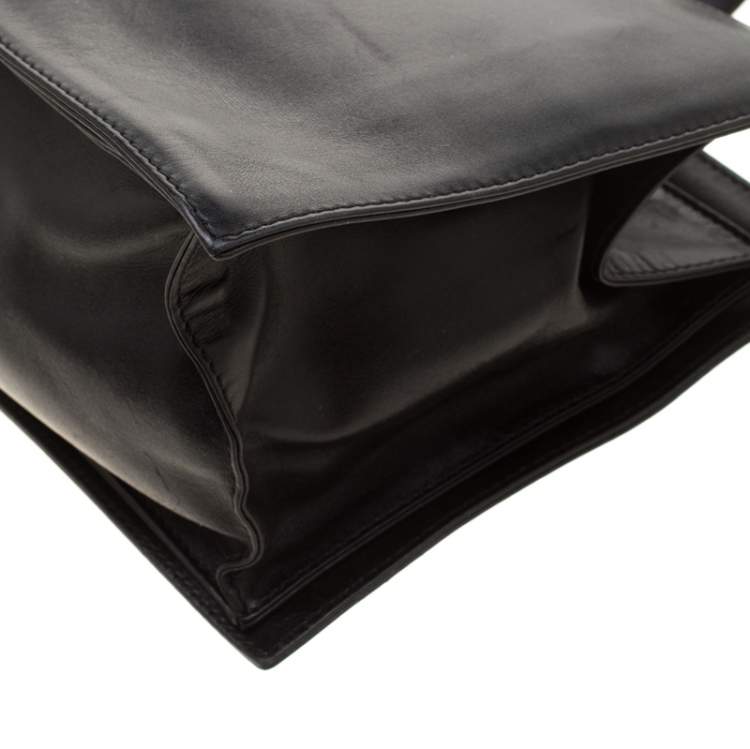 Pre Owned Celine Black Leather Buckle Flap Tote