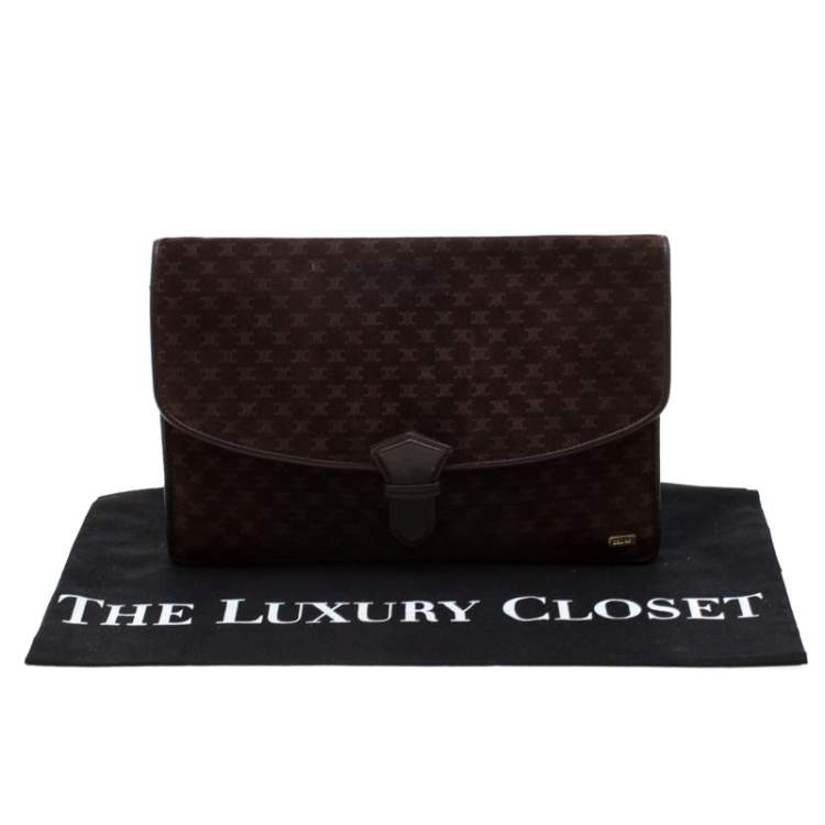 Pre Owned Celine Brown Suede and Leather Clutch
