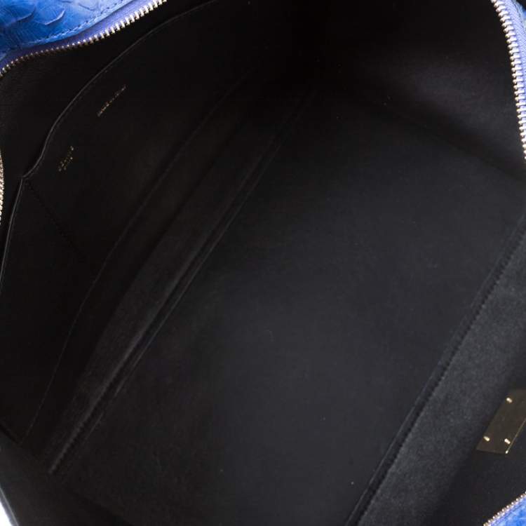 Pre Owned Celine Blue Python and Suede Medium Trapeze Bag
