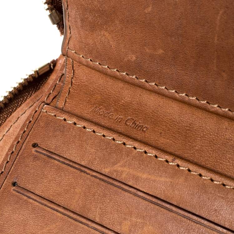 Pre Owned Celine Brown/Grey Canvas and Leather Macadam Compact Wallet