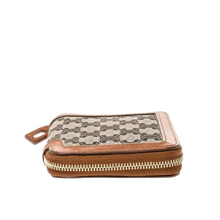 Pre Owned Celine Brown/Grey Canvas and Leather Macadam Compact Wallet