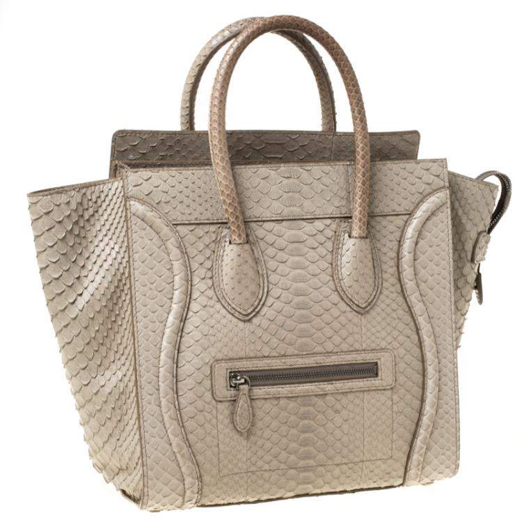 مملوكة مسبقًا Celine Grey Python Mini Luggage Tote