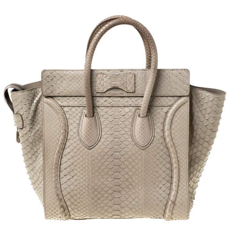 مملوكة مسبقًا Celine Grey Python Mini Luggage Tote