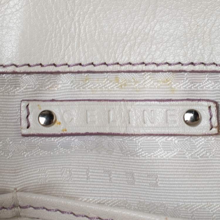 Pre Owned Celine White/Lavender Leather Boogie Tote