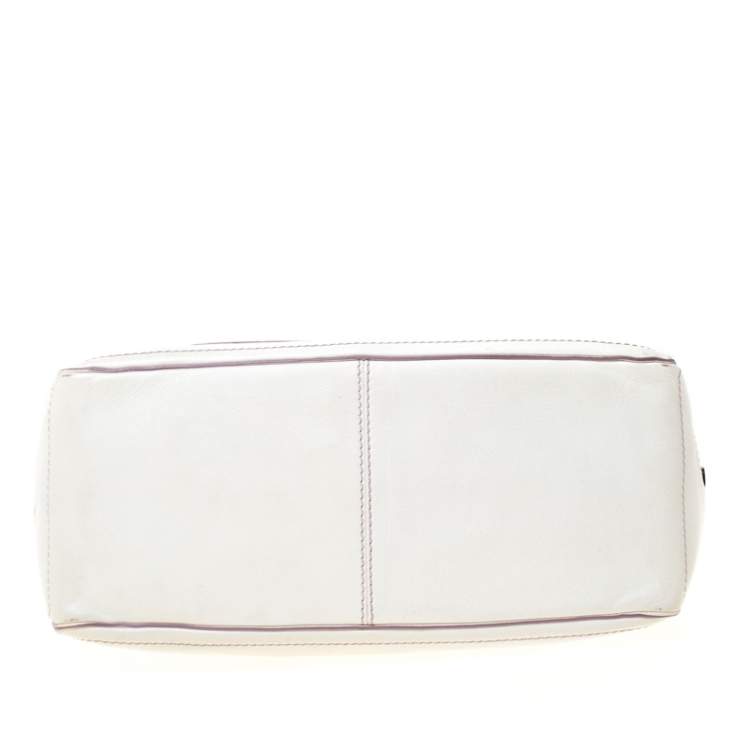 Pre Owned Celine White/Lavender Leather Boogie Tote