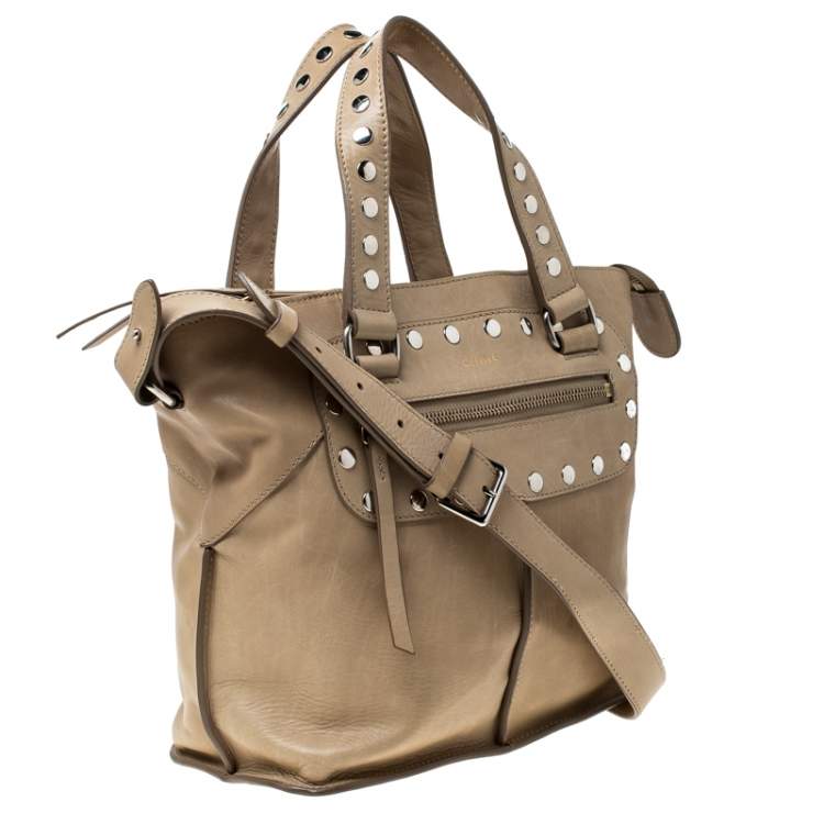 Pre Owned Celine Beige Leather Studded Tote