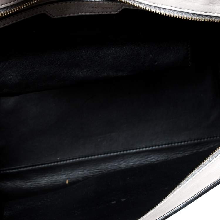 Pre Owned Celine Grey Leather and Suede Large Trapeze Top Handle Bag