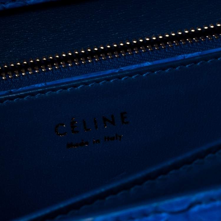 Pre Owned Celine Blue Python Medium Classic Box Shoulder Bag