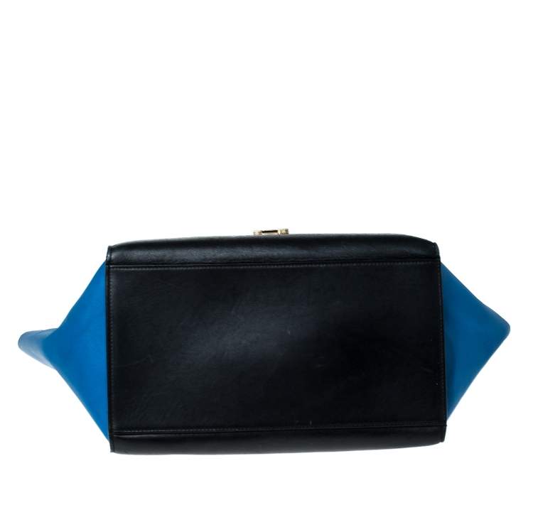 Pre Owned Celine Tri Color Leather Medium Trapeze Top Handle Bag