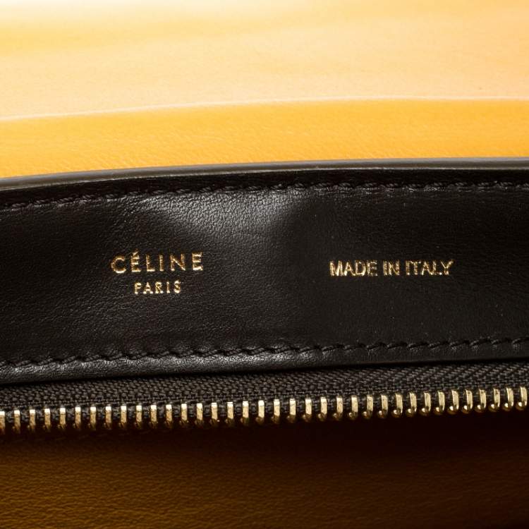 Pre Owned Celine Tri Color Leather and Suede Medium Trapeze Top Handle Bag