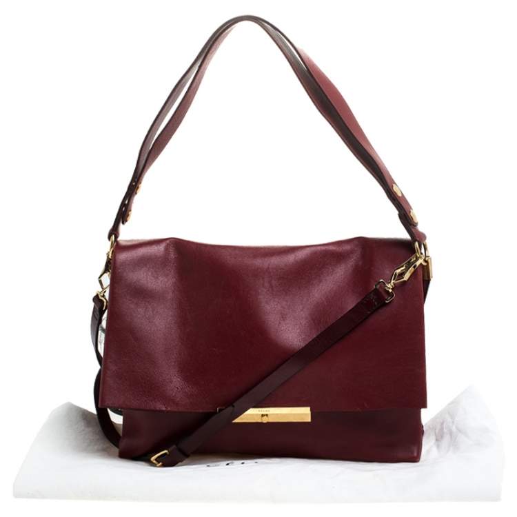 Pre Owned Celine Red Calfskin Leather Blade Flap Bag