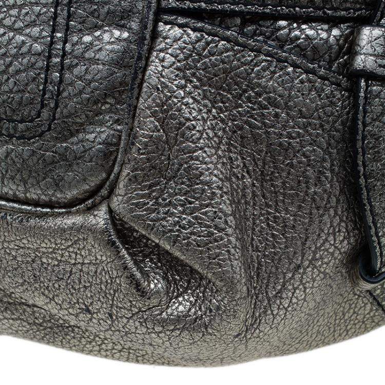 Pre Owned Celine Metallic Silver Leather Large Bittersweet Hobo