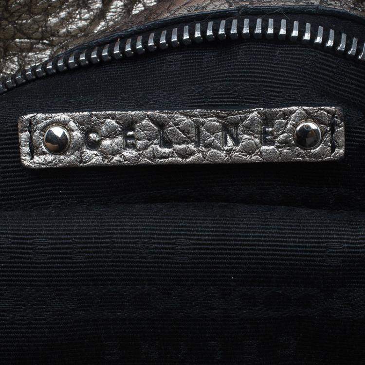 Pre Owned Celine Metallic Silver Leather Large Bittersweet Hobo