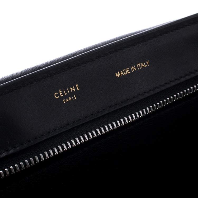 Pre Owned Celine Black/Beige Python/Suede and Leather Medium Trapeze Bag