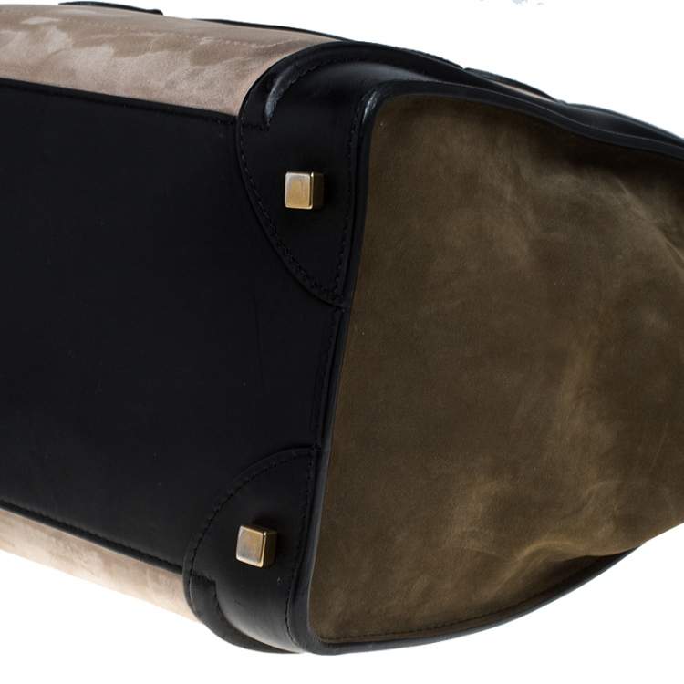 Pre Owned Celine Tri Color Nubuck and Leather Mini Luggage Tote